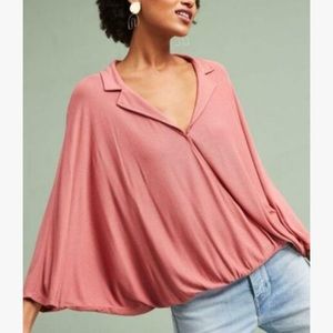 Anthropologie 9H-15 Stcl Collared V-neck Top.